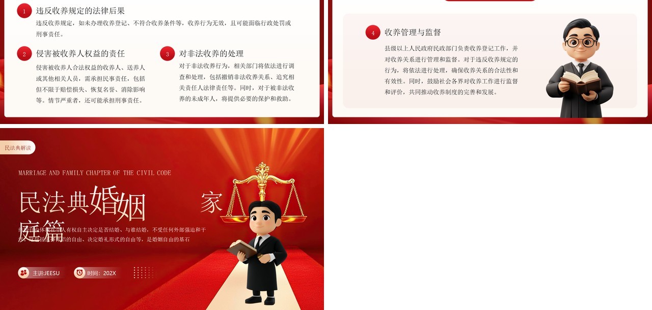 红色简约风民法典婚姻家庭篇分析解读PPT模板