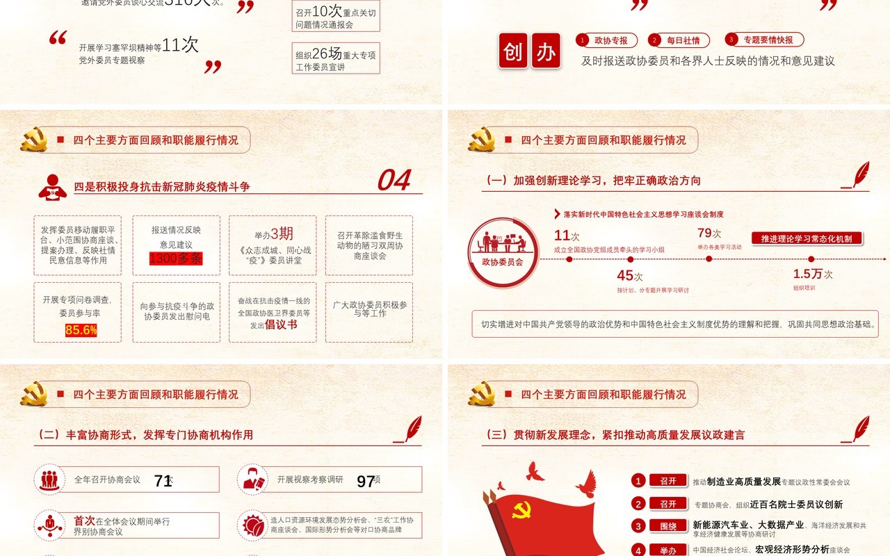 解读两会报告党建党政工作总结学习PPT模板