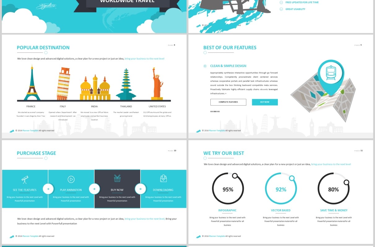 高端旅游项目计划书PPT模板信息图表Travel Powerpoint Template
