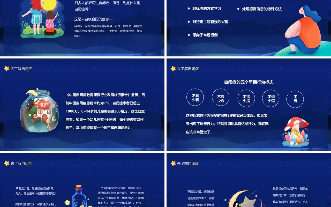 一起守护星星的孩子关爱自闭症患者创造健康世界动态PPT模板
