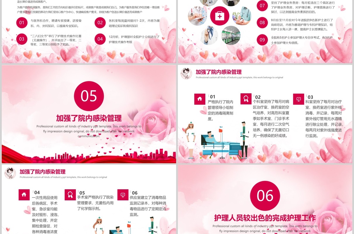 红心护士长年终述职报告PPT模板