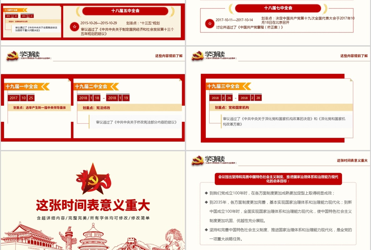 简洁精神解读十九届四中全会党课PPT模板