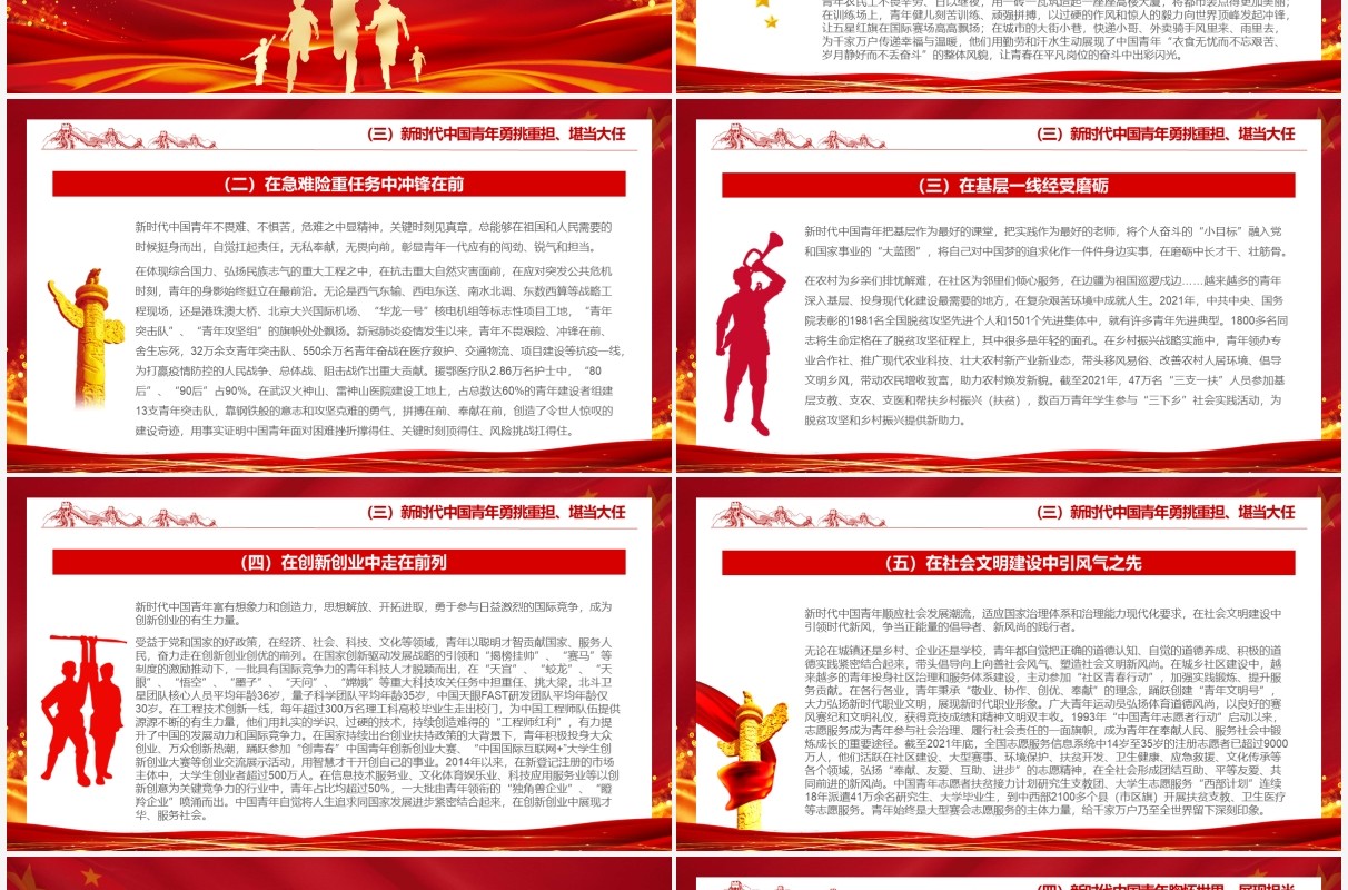 红色简约新时代的中国青年白皮书PPT模板