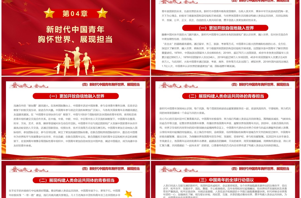 红色简约新时代的中国青年白皮书PPT模板