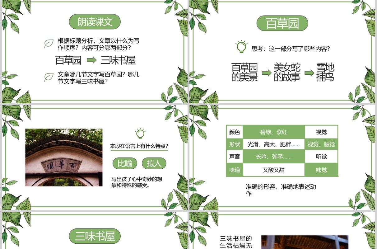 初中语文课件从百草园到三味书屋教师说课PPT模板