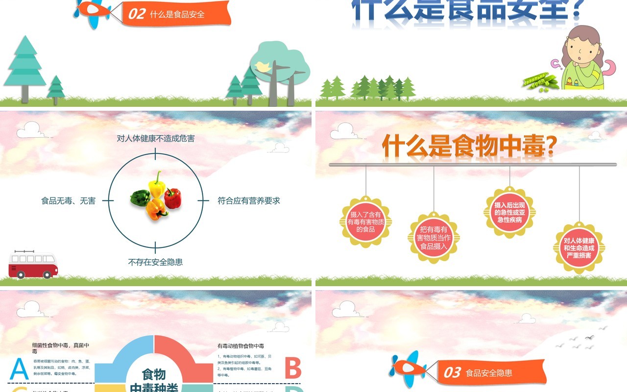 中学生食品安全教育班会PPT模板