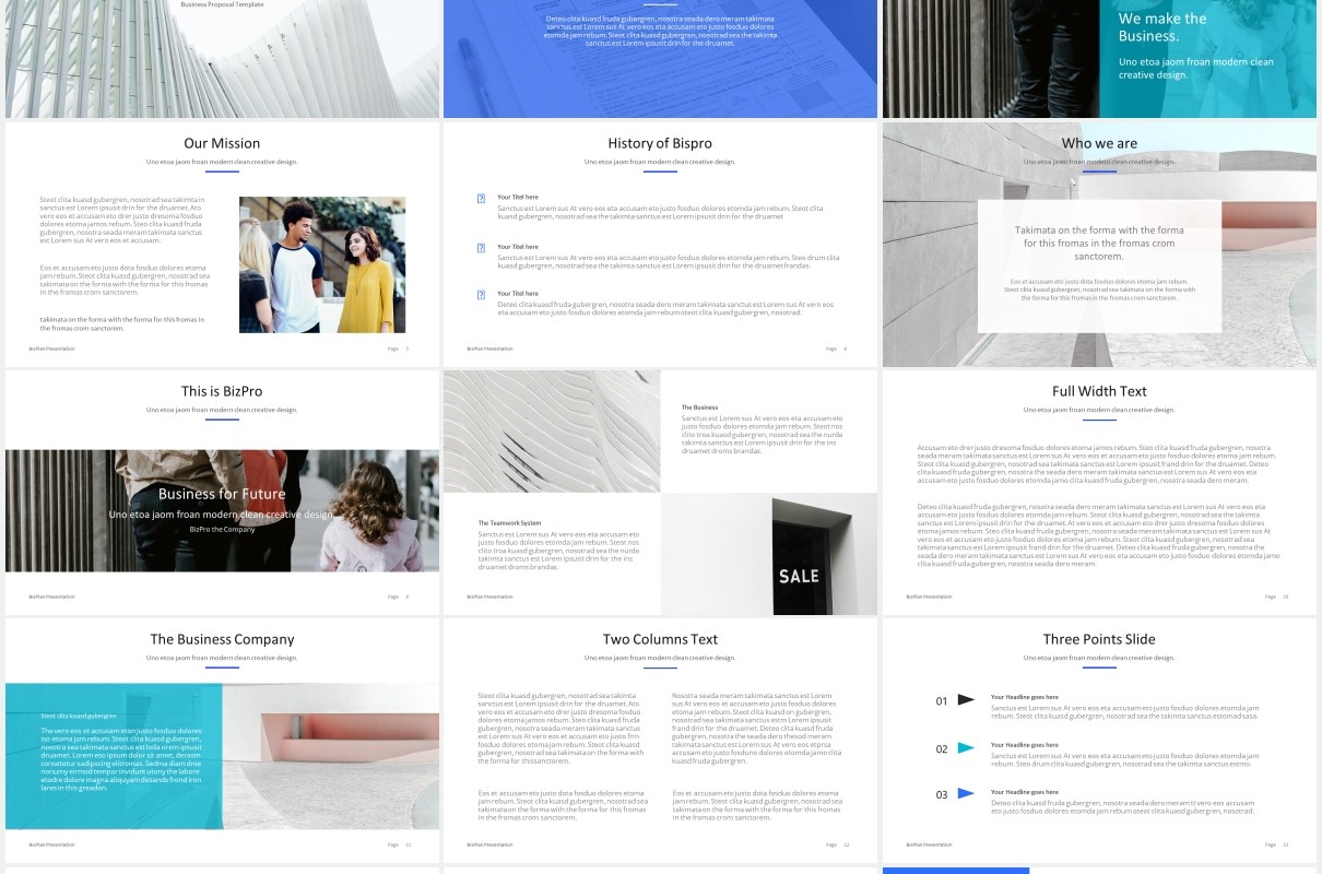 简约商务工作汇报计划总结报告PPT模板BizPro Powerpoint Proposal Template Presentation