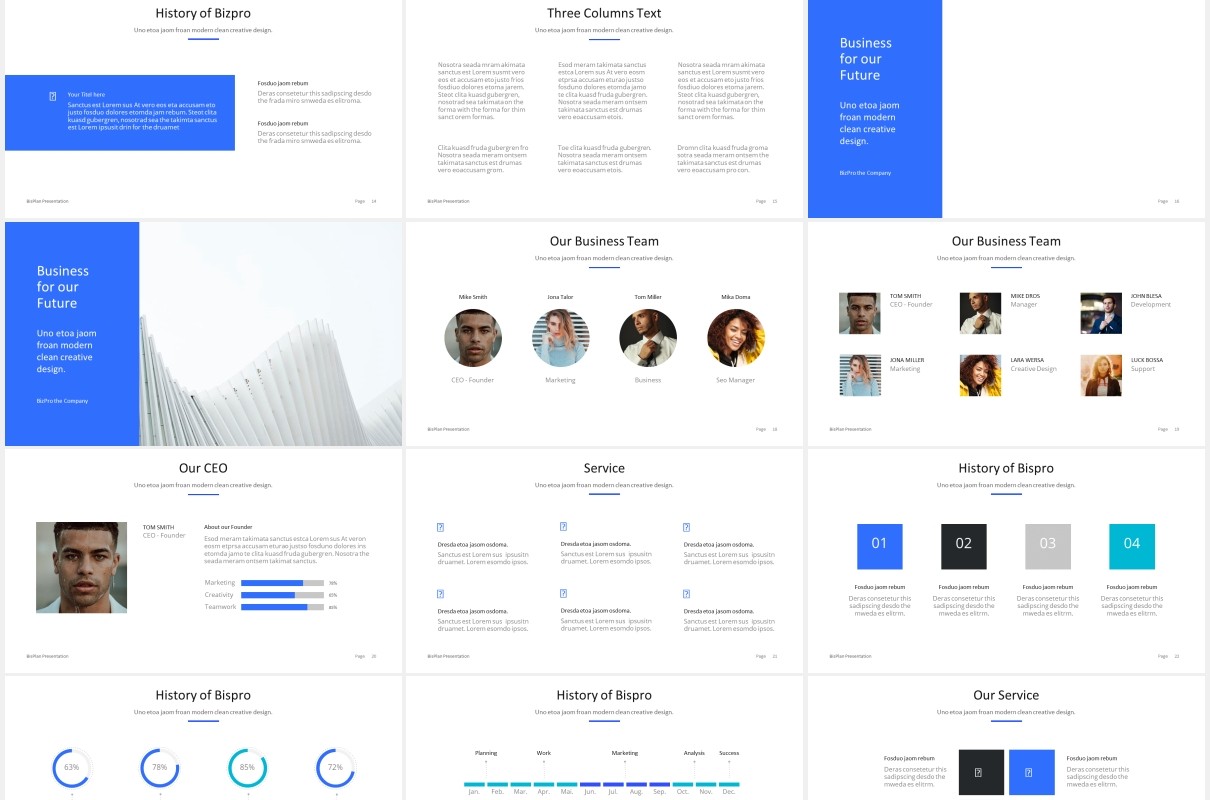 简约商务工作汇报计划总结报告PPT模板BizPro Powerpoint Proposal Template Presentation