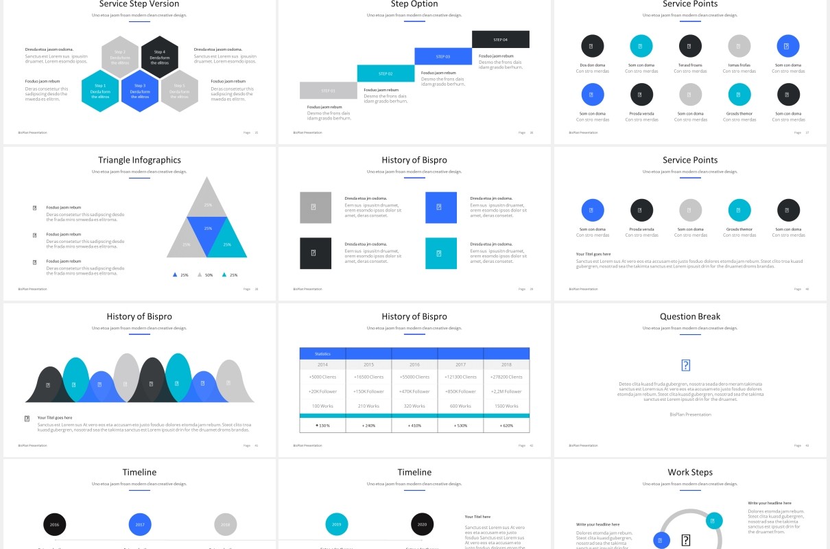 简约商务工作汇报计划总结报告PPT模板BizPro Powerpoint Proposal Template Presentation