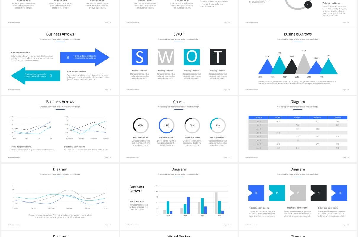 简约商务工作汇报计划总结报告PPT模板BizPro Powerpoint Proposal Template Presentation