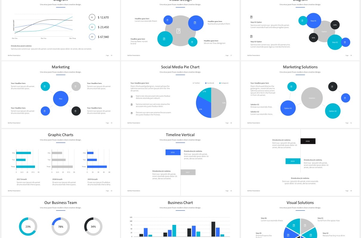 简约商务工作汇报计划总结报告PPT模板BizPro Powerpoint Proposal Template Presentation