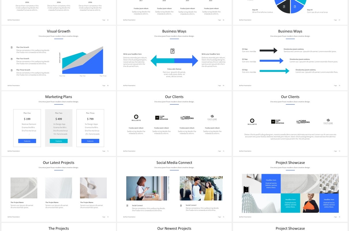 简约商务工作汇报计划总结报告PPT模板BizPro Powerpoint Proposal Template Presentation