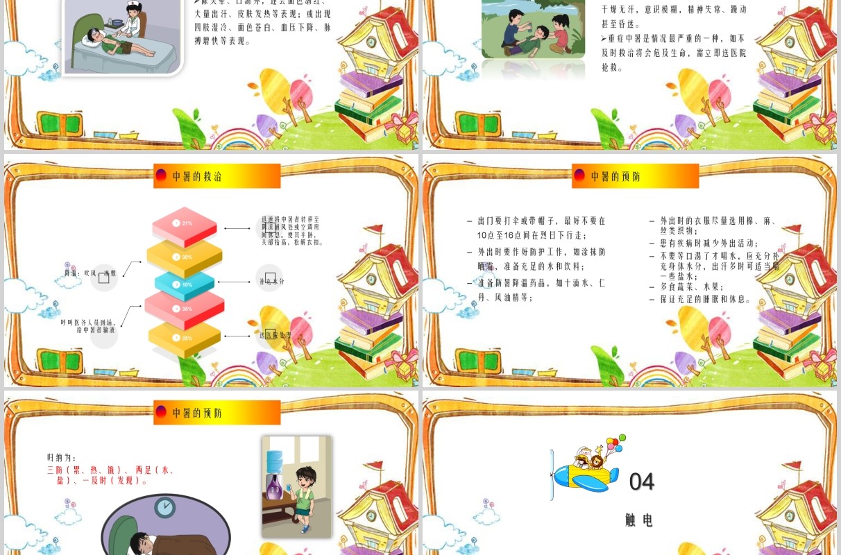 卡通中小学生常用急救知识课件PPT模板