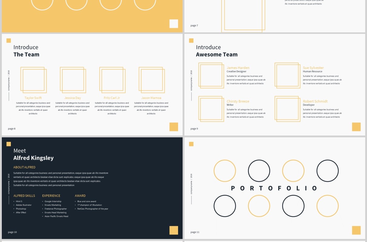黄色简洁公司简介产品项目介绍PPT模板版式设计mnmls Powerpoint Presentation Template