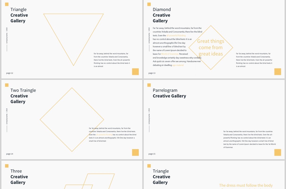 黄色简洁公司简介产品项目介绍PPT模板版式设计mnmls Powerpoint Presentation Template
