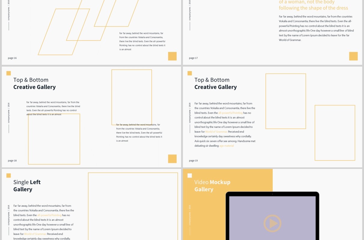黄色简洁公司简介产品项目介绍PPT模板版式设计mnmls Powerpoint Presentation Template
