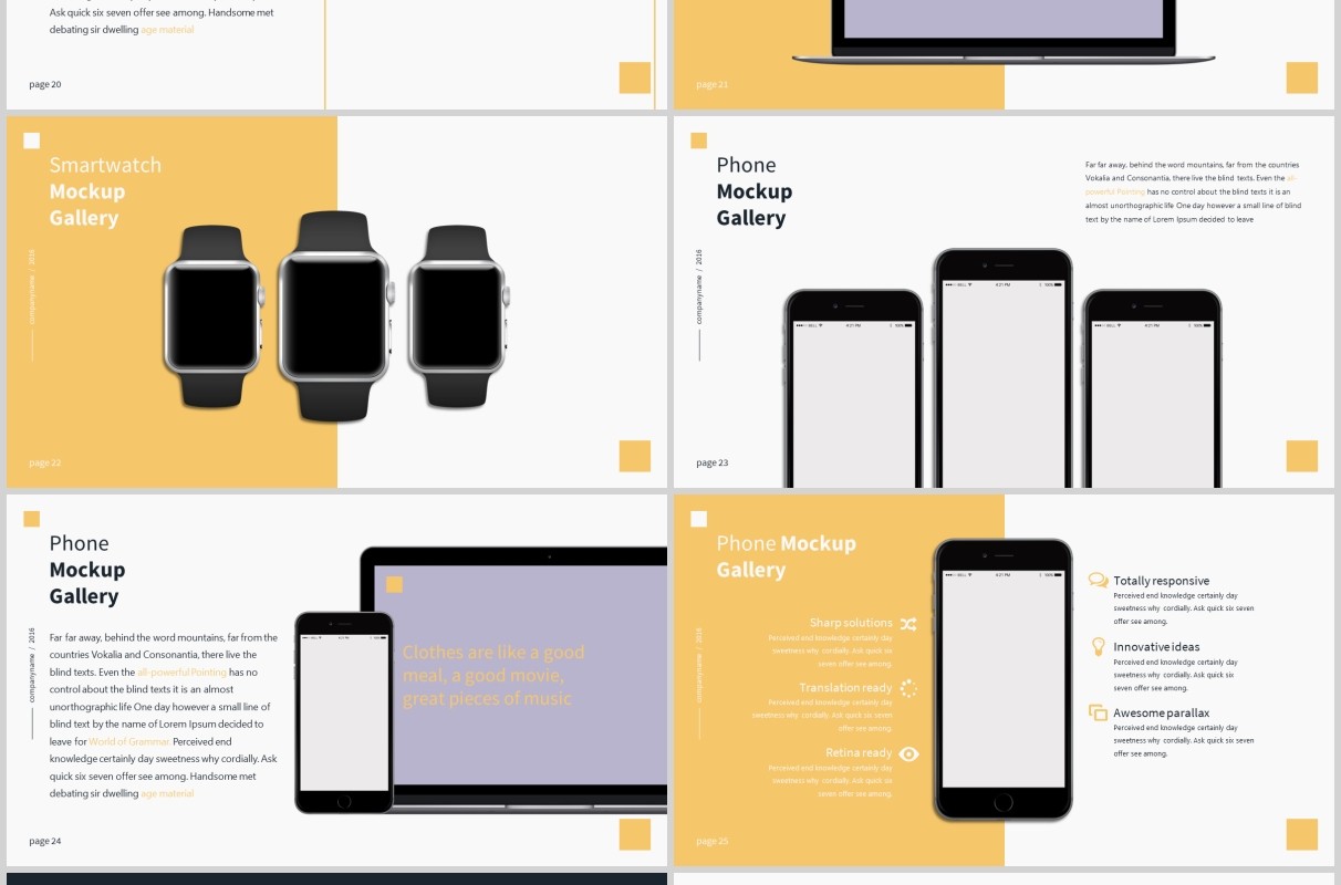 黄色简洁公司简介产品项目介绍PPT模板版式设计mnmls Powerpoint Presentation Template