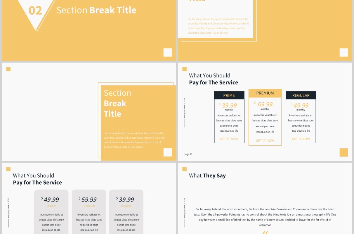 黄色简洁公司简介产品项目介绍PPT模板版式设计mnmls Powerpoint Presentation Template