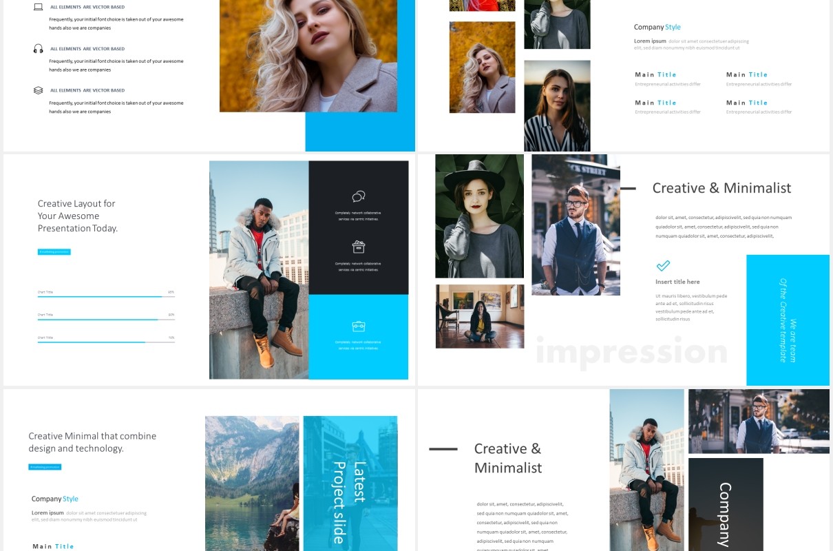 国外简约图表PPT模板impression powerpoint template