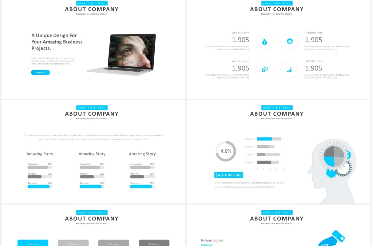 国外简约图表PPT模板impression powerpoint template