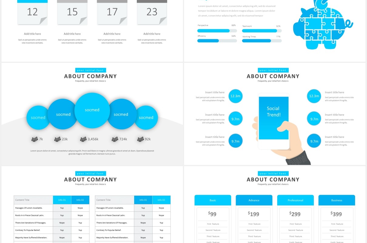 国外简约图表PPT模板impression powerpoint template