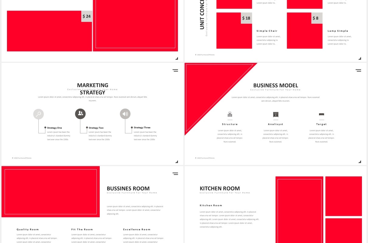 家具产品图片展示版式设计PPT模板Furniture Powerpoint Presentation Template