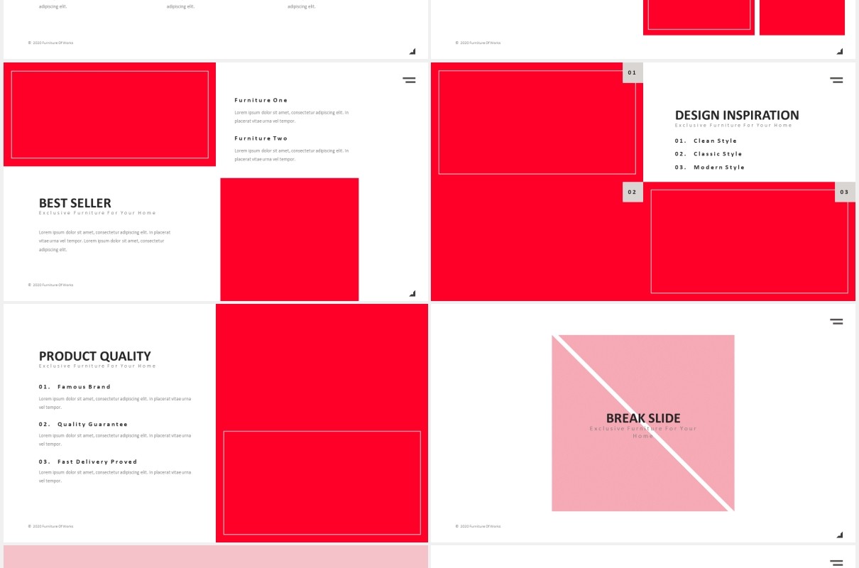 家具产品图片展示版式设计PPT模板Furniture Powerpoint Presentation Template