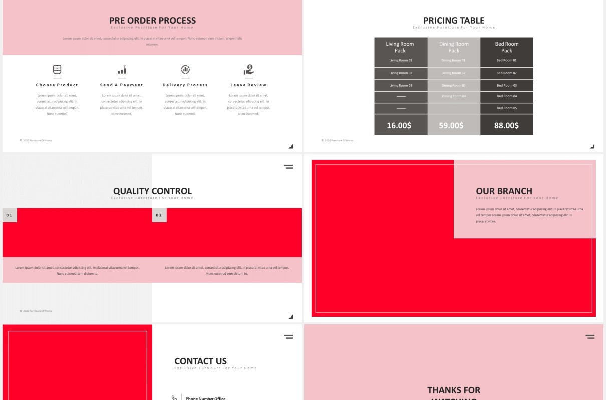 家具产品图片展示版式设计PPT模板Furniture Powerpoint Presentation Template