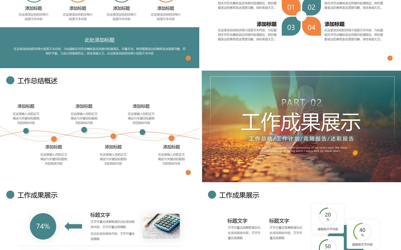 绿色励志商务风工作述职报告PPT模板