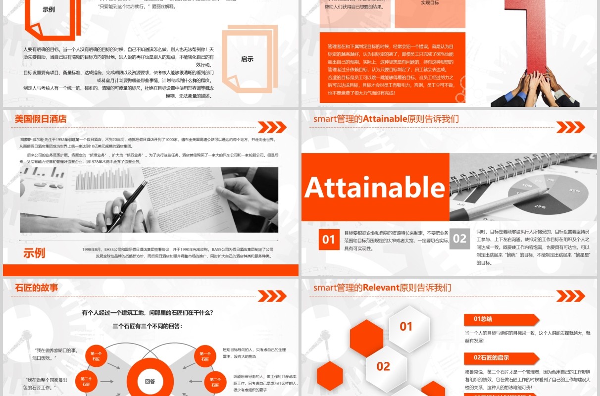 商务橙黄色实用目标管理培训Smart原则PPT模板