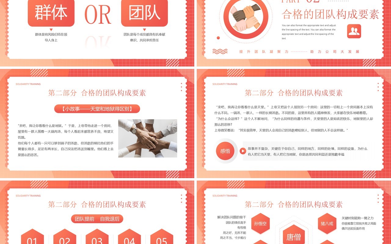 橙色渐变企业员工凝聚力培训PPT模板
