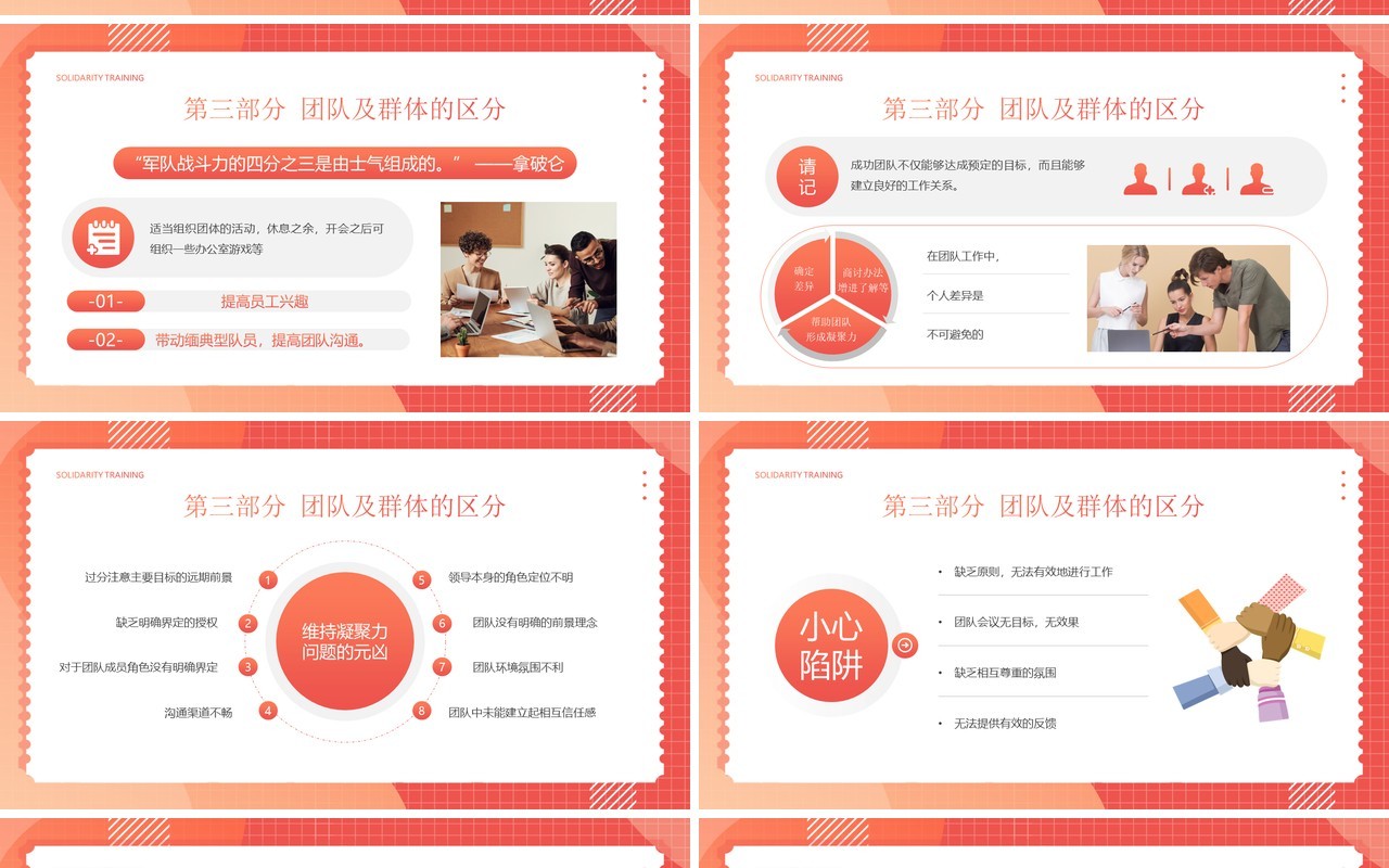 橙色渐变企业员工凝聚力培训PPT模板