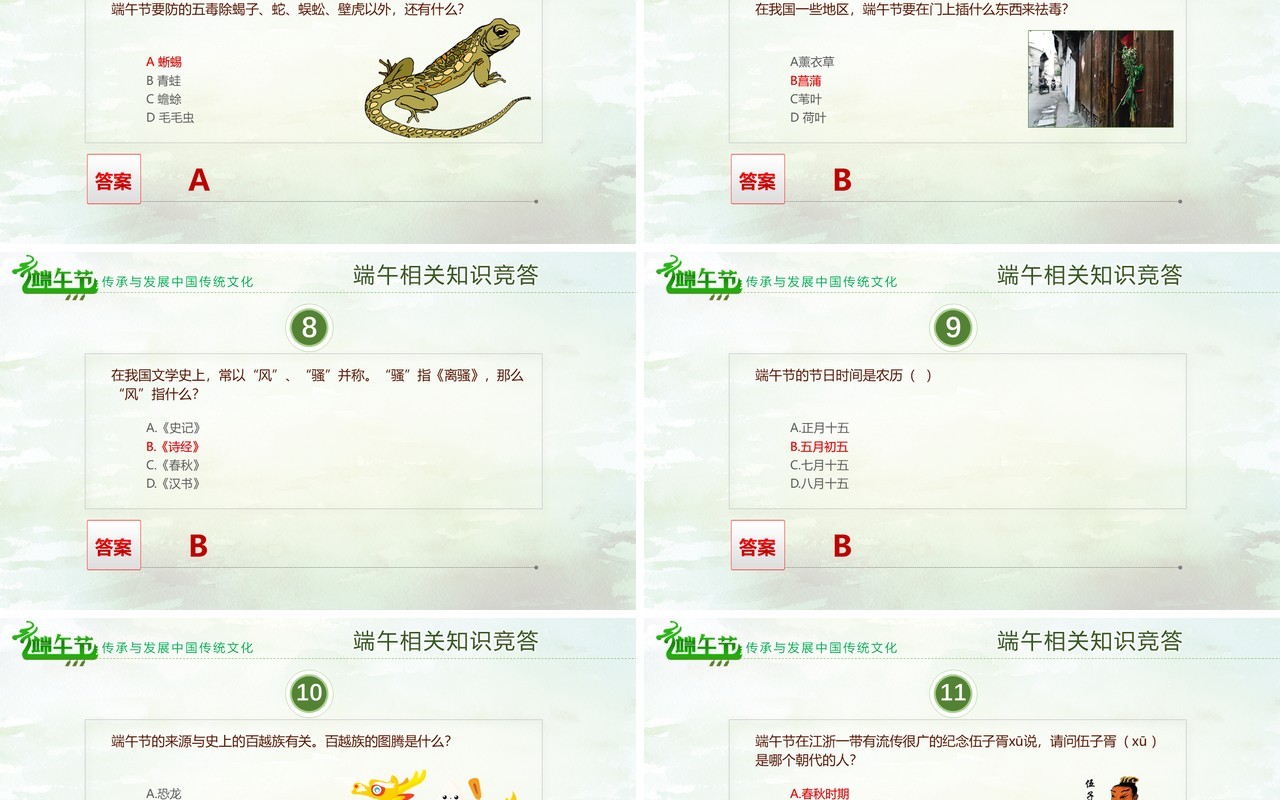 中国传统文化习俗端午节介绍及由来主题班会活动PPT模板