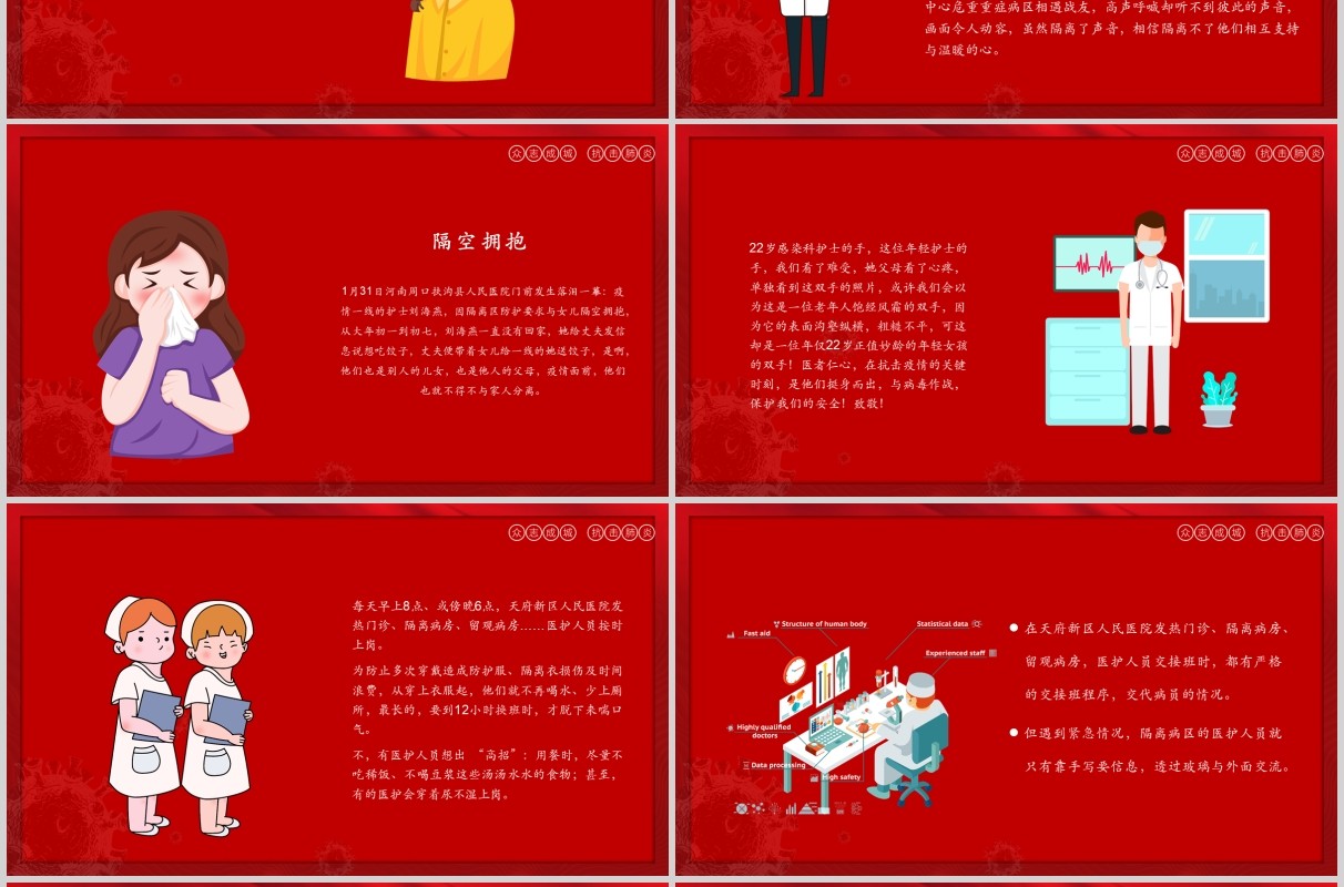 红色大气致敬英雄最美逆行者医护人员PPT模板
