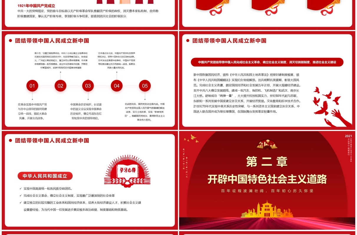 红色党政风百年初心历久弥坚党史学习PPT模板