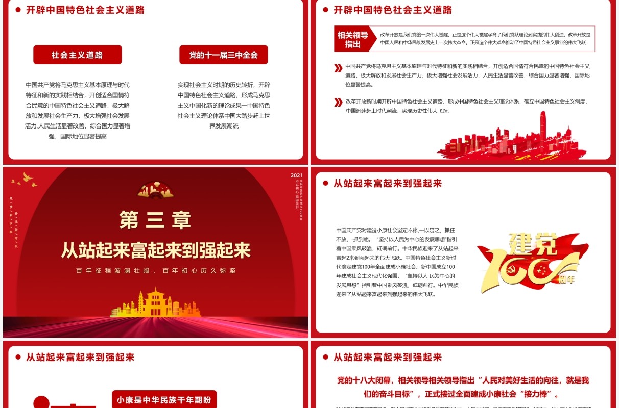 红色党政风百年初心历久弥坚党史学习PPT模板