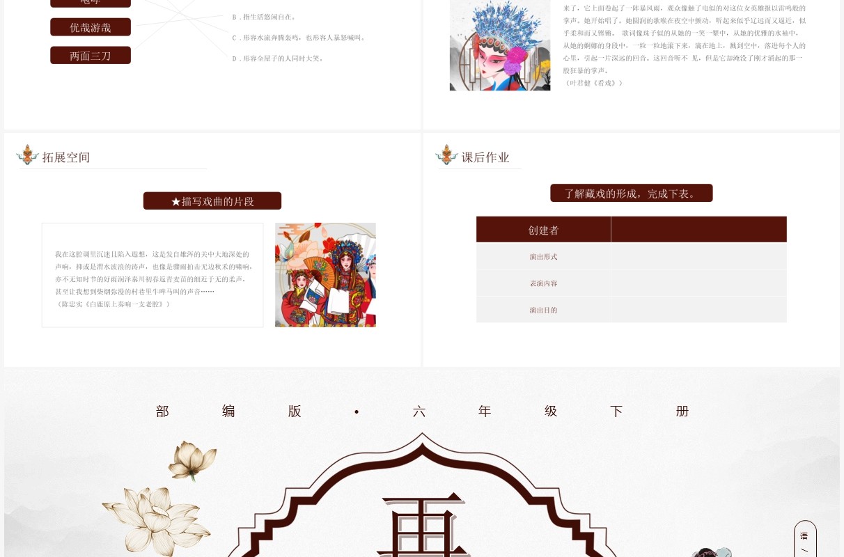 部编版六年级语文下册藏戏课件PPT模板