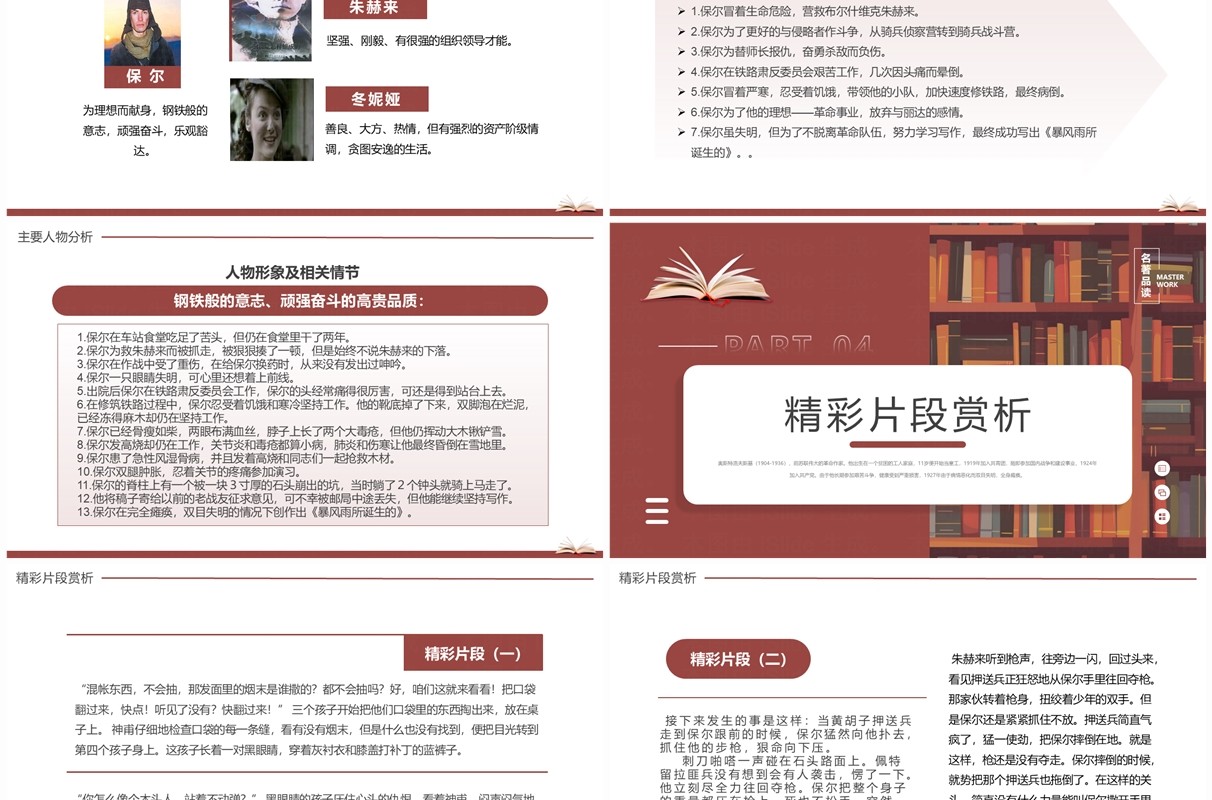 棕红色简约风钢铁是怎样炼成的PPT模板