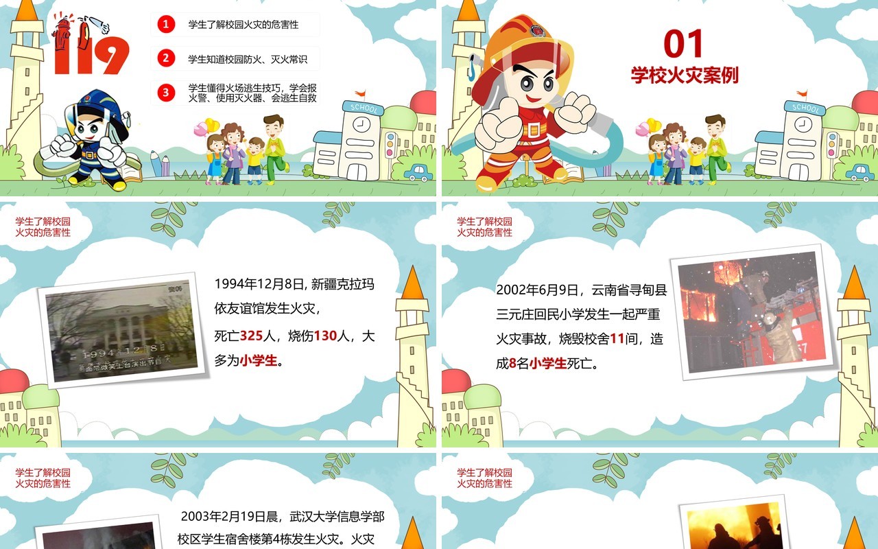 中国小学生消防安全教育课件培训PPT模板