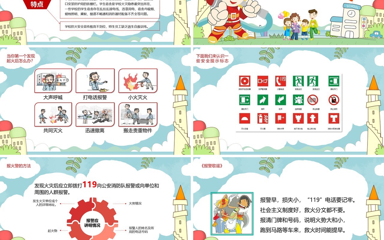 中国小学生消防安全教育课件培训PPT模板