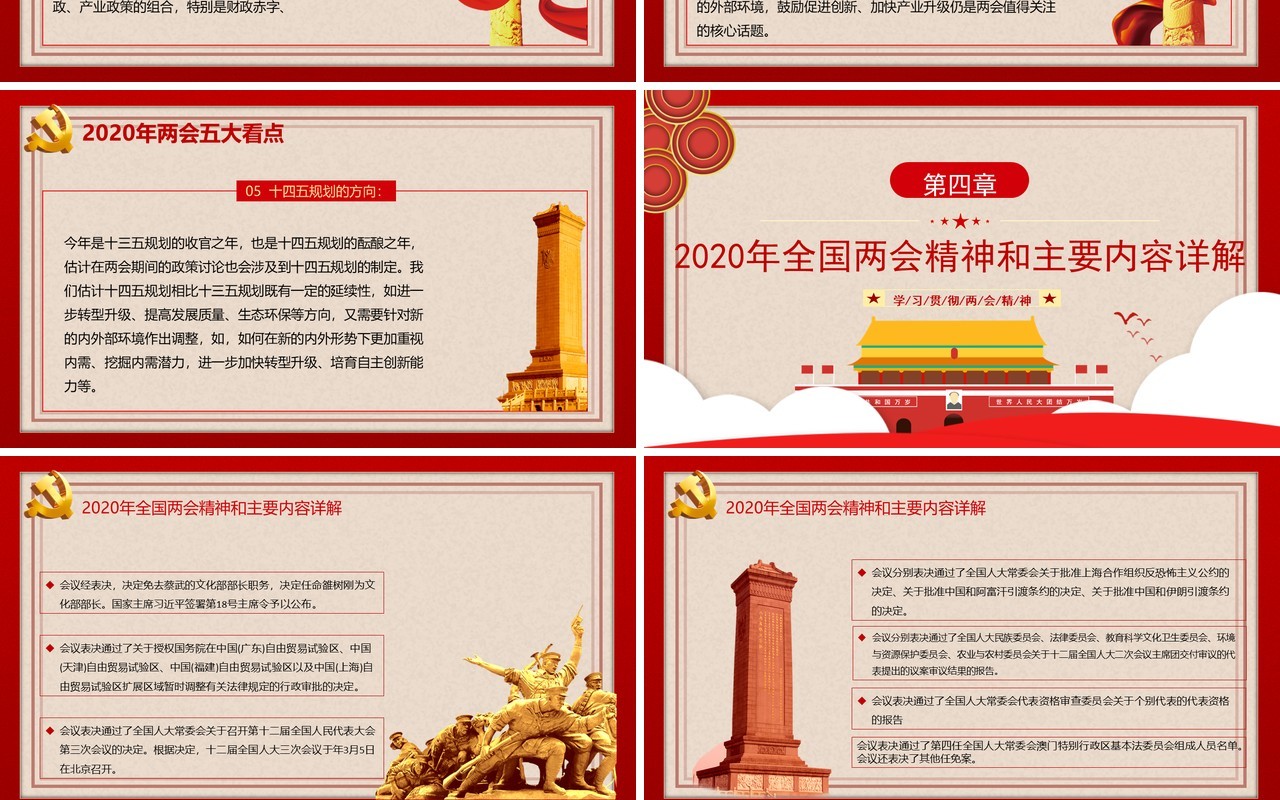 聚焦全国两会政府工作报告总结PPT模板