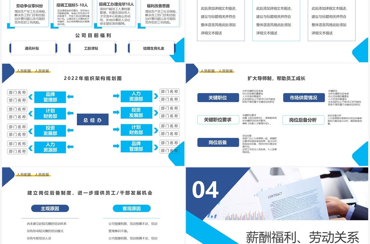 蓝色商务风行政部门工作总结报告PPT模板