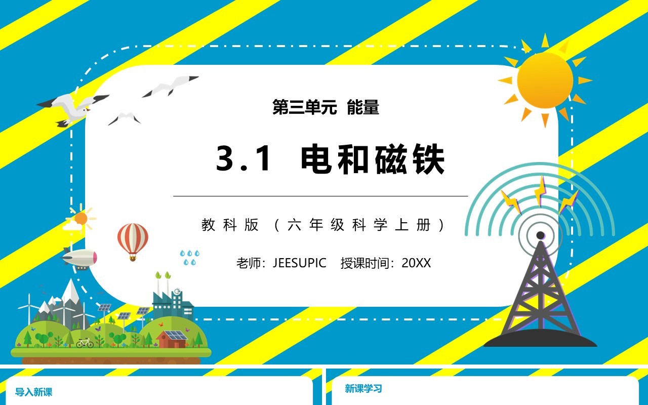 教科版六年级科学上册电和磁PPT模板