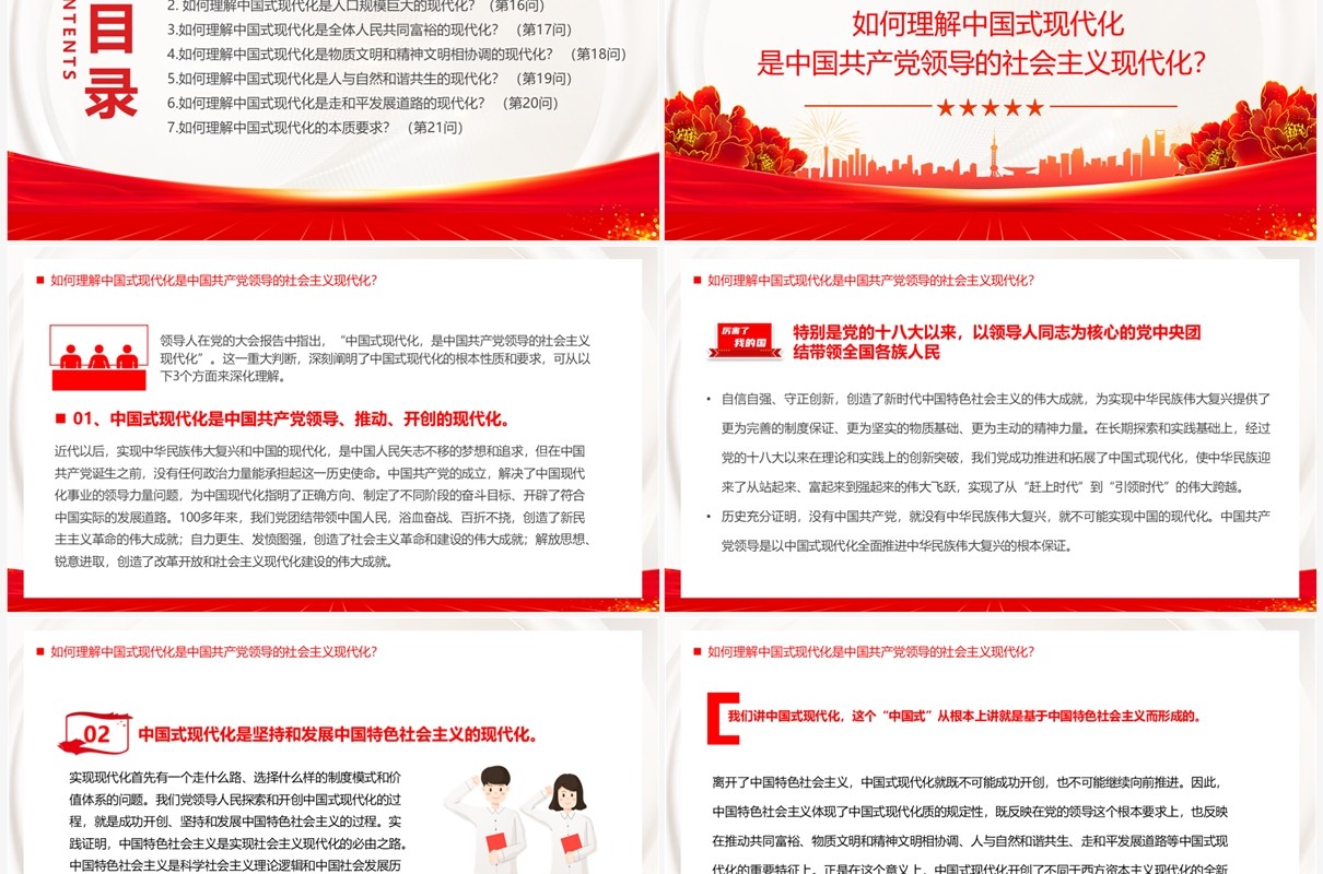 红色大会报告辅导百问关于中国式现代化PPT模板