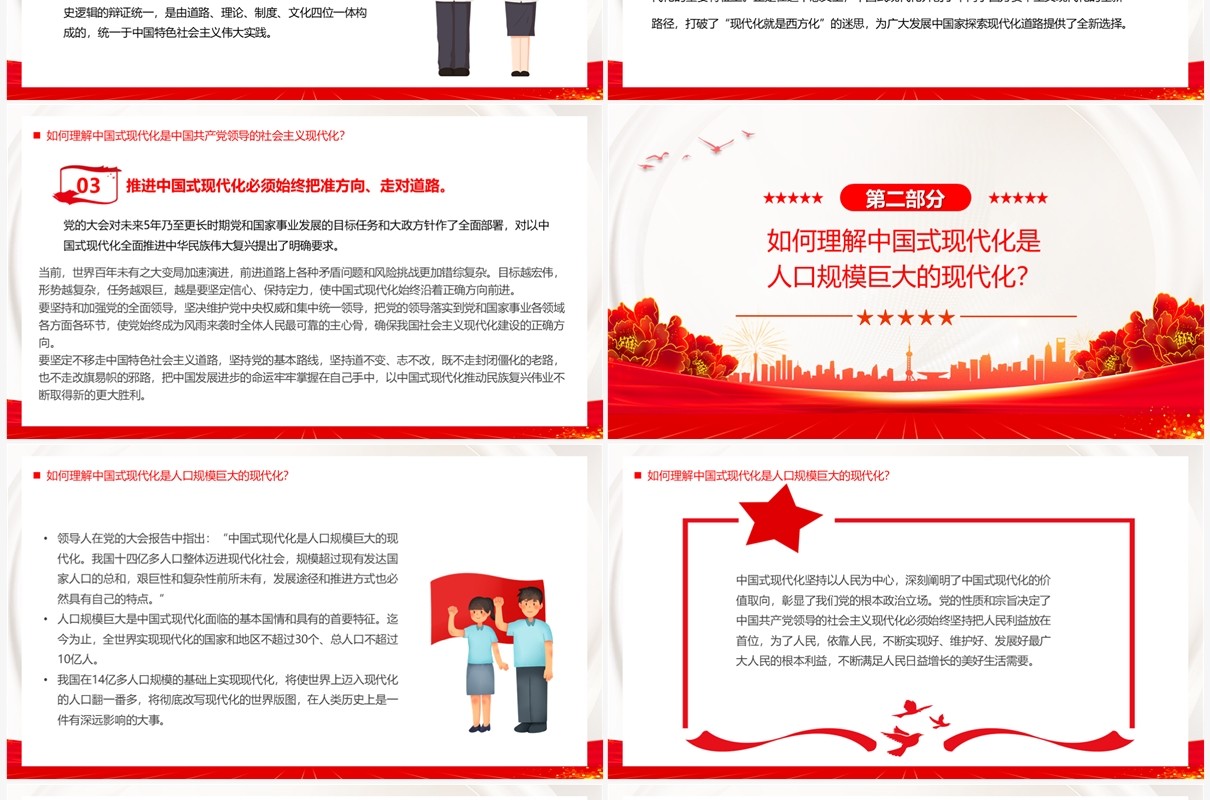 红色大会报告辅导百问关于中国式现代化PPT模板