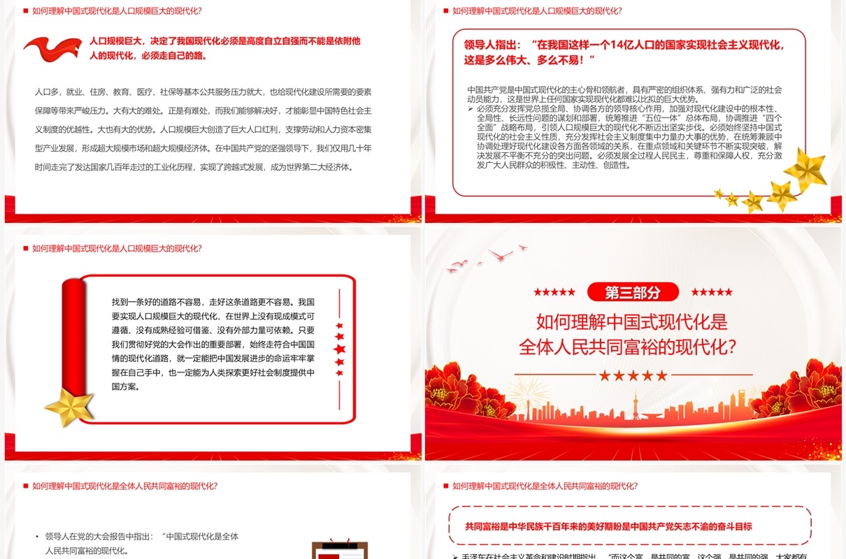 红色大会报告辅导百问关于中国式现代化PPT模板