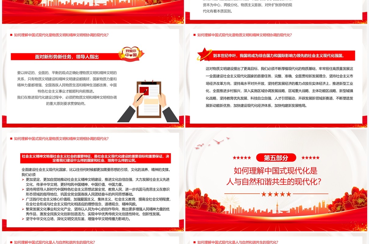红色大会报告辅导百问关于中国式现代化PPT模板