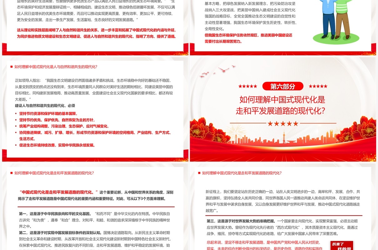 红色大会报告辅导百问关于中国式现代化PPT模板