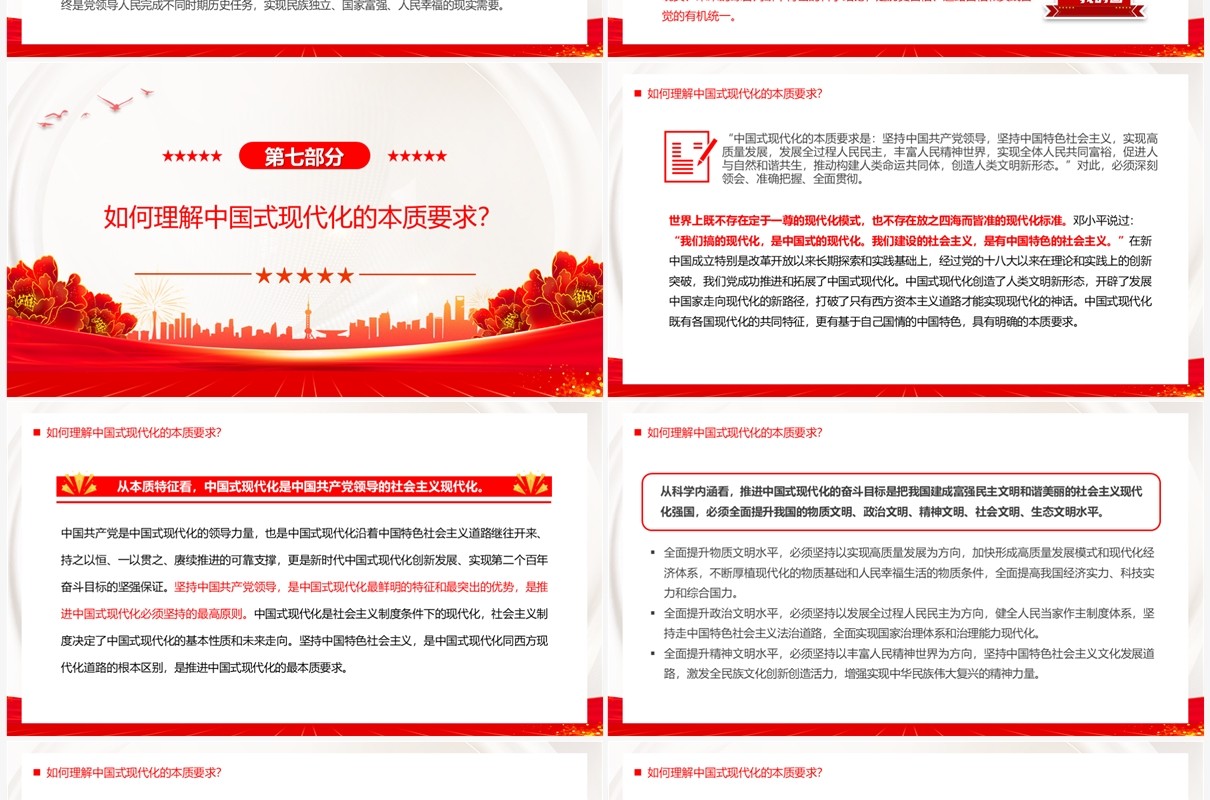 红色大会报告辅导百问关于中国式现代化PPT模板