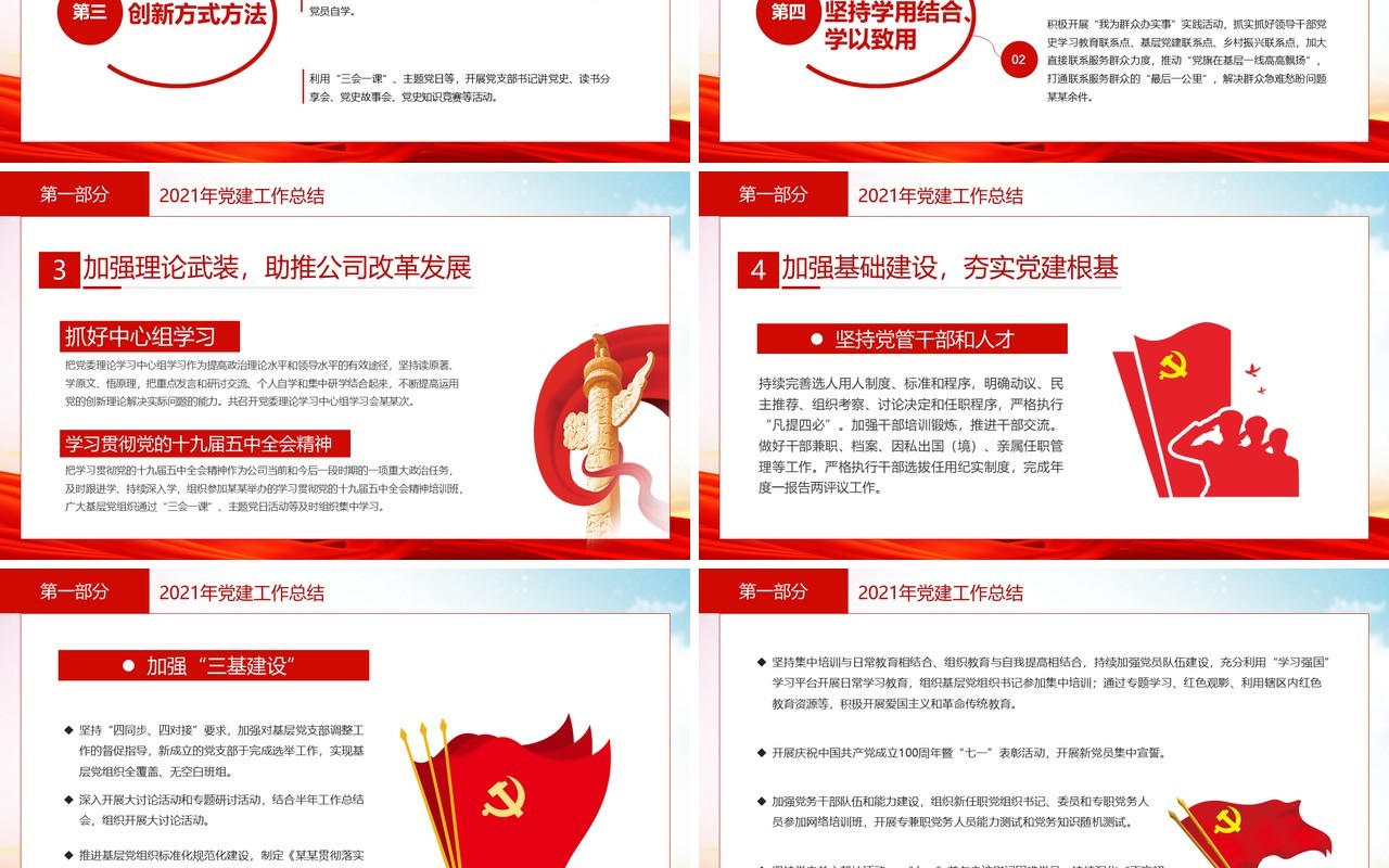 红色国有企业党委工作总结及计划PPT模板